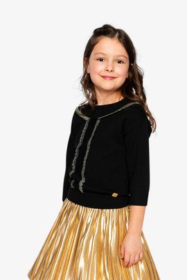 Deux par Deux Deux par Deux Lace Detail Crew Neck Ribbed Hem Knitted Sweater
