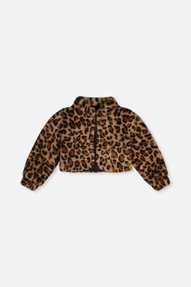 Deux par Deux Deux par Deux Leopard Faux Fur Button Front Side Pocket Jacket