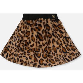Deux par Deux Deux par Deux Leopard Faux Fur Elastic Waist A-Line Skirt
