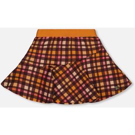 Deux par Deux Deux par Deux Little Girl's Milano Skirt Plaid Magenta And Brown
