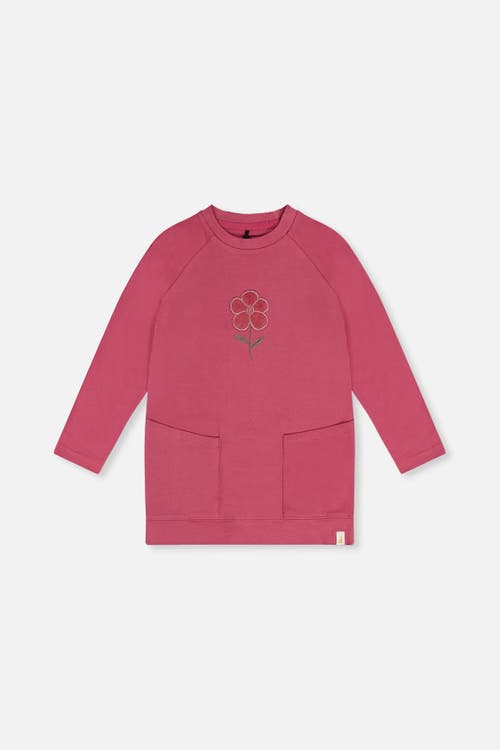 Deux par Deux Deux par Deux Long Raglan Sleeves Relaxed Brushed Flower Tunic Top