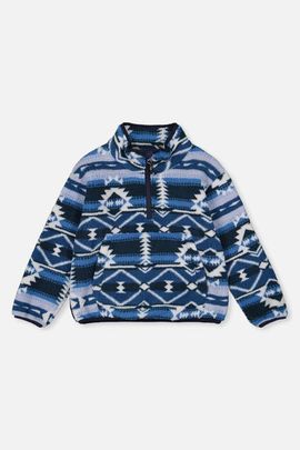 Deux par Deux Deux par Deux Mid-Season Plush Half Zip Kangaroo Pocket Pullover Jacket