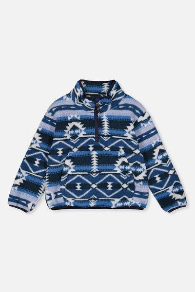 Deux par Deux Deux par Deux Mid-Season Plush Half Zip Kangaroo Pocket Pullover Jacket
