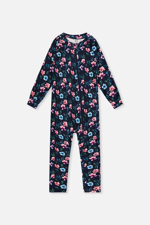 Deux par Deux Deux par Deux One Piece Floral Fleece Zipper Asymmetric Thermal Underwear