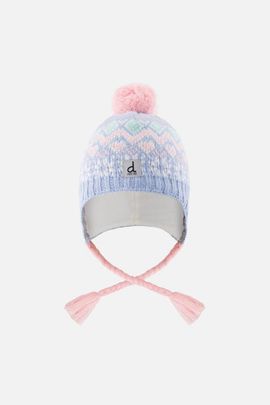 Deux par Deux Deux par Deux Peruvian Fair Isle Fleece Lined Earflap Knit Hat with Pompom