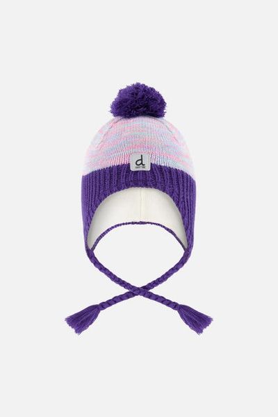 Deux par Deux Deux par Deux Peruvian Striped Fleece-Lined Earflap Knit Hat with Pompom