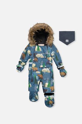 Deux par Deux Deux par Deux Play Bear Faux Fur Hood Car Seat One Piece Snowsuit