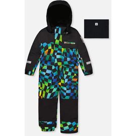 Deux par Deux Deux par Deux Play Checkered Detachable Hood Fleece Neckwarmer One Piece Snowsuit