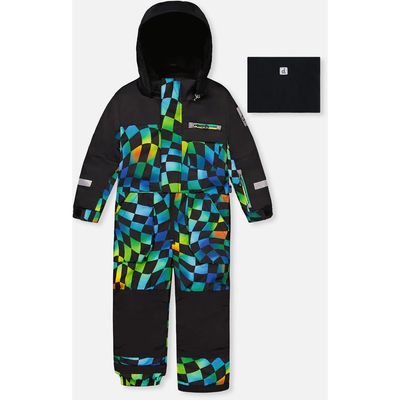 Deux par Deux Deux par Deux Play Checkered Detachable Hood Fleece Neckwarmer One Piece Snowsuit