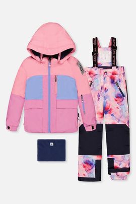 Deux par Deux Deux par Deux Play Colorblock Jacket & Floral Pants Two Piece Snowsuit