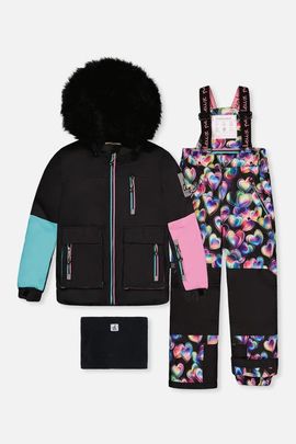 Deux par Deux Deux par Deux Play Colorblock Jacket & Heart Pants Two Piece Snowsuit