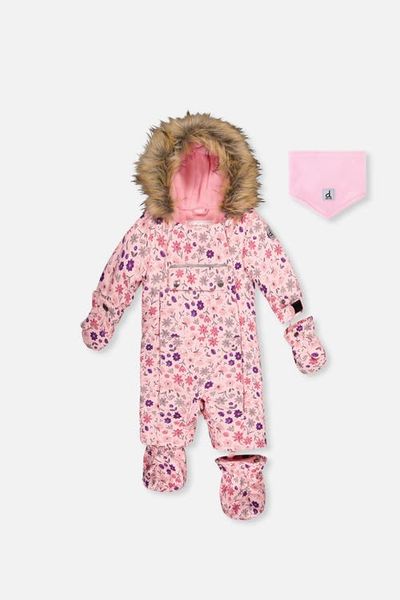 Deux par Deux Deux par Deux Play Mini Flower Faux Fur Hood Car Seat One Piece Snowsuit
