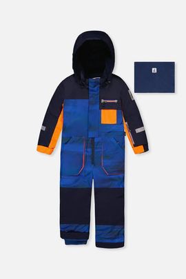 Deux par Deux Deux par Deux Play Striped Detachable Hood Fleece Neckwarmer One Piece Snowsuit