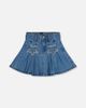 Deux par Deux Deux par Deux Pleated Denim Elastic Waistband Star Appliqué Skirt - 1