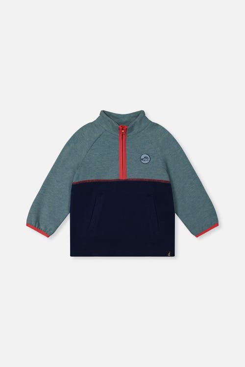 Deux par Deux Deux par Deux Quarter Zip Mock Neck Side Pocket Top