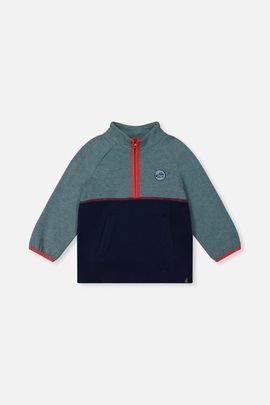 Deux par Deux Deux par Deux Quarter Zip Mock Neck Side Pocket Top