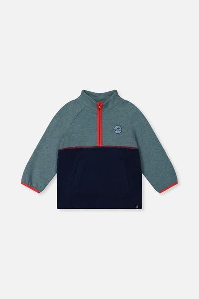 Deux par Deux Deux par Deux Quarter Zip Mock Neck Side Pocket Top
