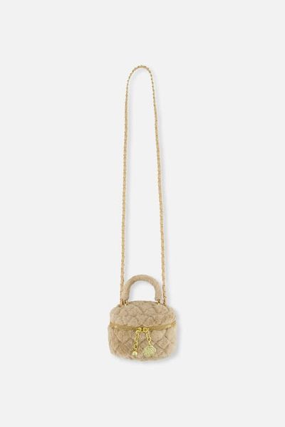Deux par Deux Deux par Deux Quilted Faux Fur Chain Strap Zipper Small Bag