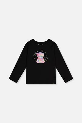 Deux par Deux Deux par Deux Rainbow Teddy Bear Raglan Organic Cotton Crew Neck T-Shirt