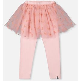 Deux par Deux Deux par Deux Ribbed Elastic Waist Tulle Skirt Leggings