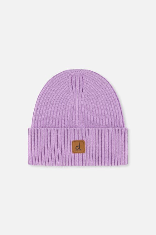Deux par Deux Deux par Deux Ribbed Knit Folded Cuff Faux Leather Patch Hat