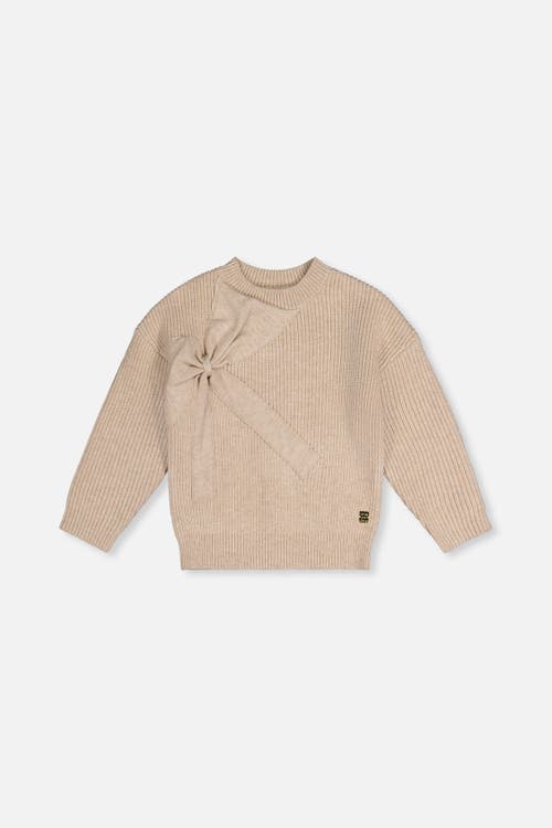 Deux par Deux Deux par Deux Ribbed Knit Statement Bow Crew Neck Sweater