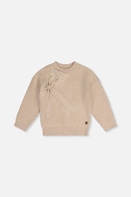 Deux par Deux Deux par Deux Ribbed Knit Statement Bow Crew Neck Sweater