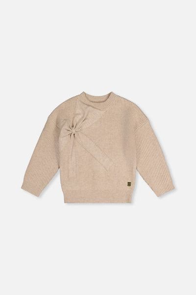 Deux par Deux Deux par Deux Ribbed Knit Statement Bow Crew Neck Sweater