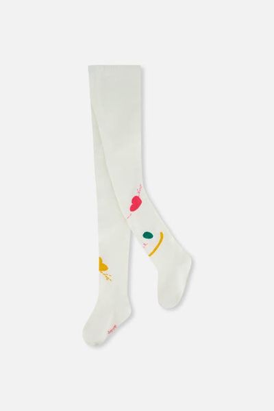 Deux par Deux Deux par Deux Ribbed Waistband Graphic Detail Knit Tights