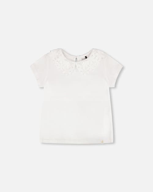 Deux par Deux Deux par Deux Short Sleeve Crochet Peter Pan Collar T-Shirt