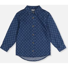 Deux par Deux Deux par Deux Smiley Detail Chest Pocket Chambray Shirt