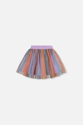 Deux par Deux Deux par Deux Sparkle Mesh Overlay Lined Skirt