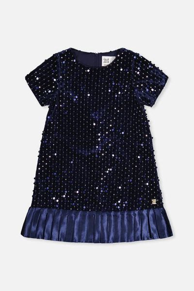 Deux par Deux Deux par Deux Sparkle Velour Short Sleeve A-Line Dress