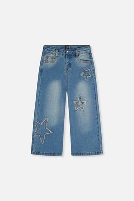 Deux par Deux Deux par Deux Stretch Denim Frayed Star Embroidery Jeans