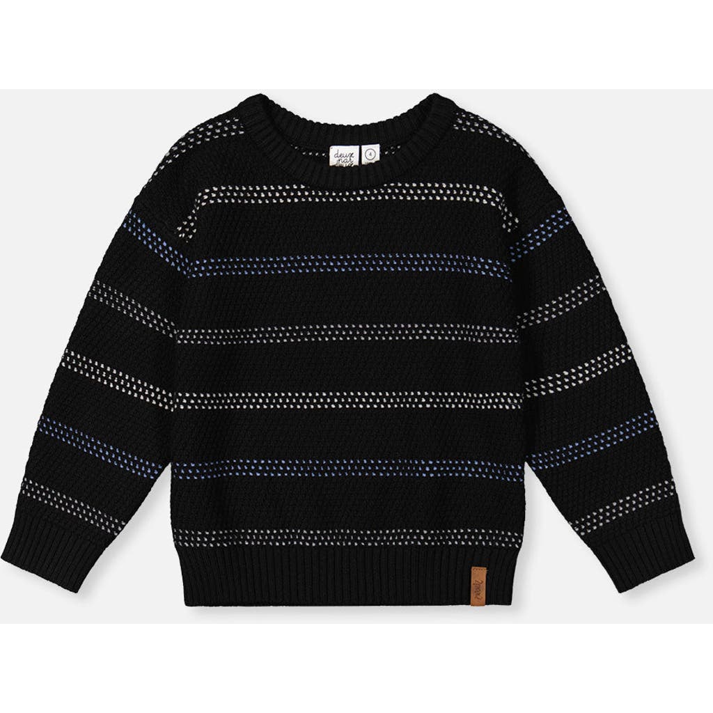 Deux par Deux Deux par Deux Striped Texture Ribbed Cuffs Sweater