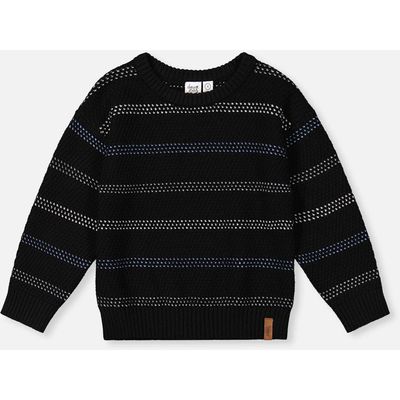 Deux par Deux Deux par Deux Striped Texture Ribbed Cuffs Sweater