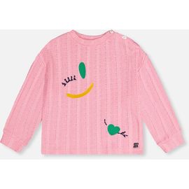 Deux par Deux Deux par Deux Sweet Embroidered Fruit Shoulder Button Knit Top