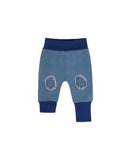 Deux Par Deux Deux par Deux Unisex French Terry Denim Knee Patch Foldover Waist Evolutive Pants