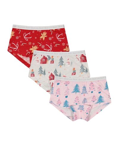 Deux Par Deux Deux par Deux Unisex Holiday Organic Cotton Full Coverage 3-Pack Boyshort Panties