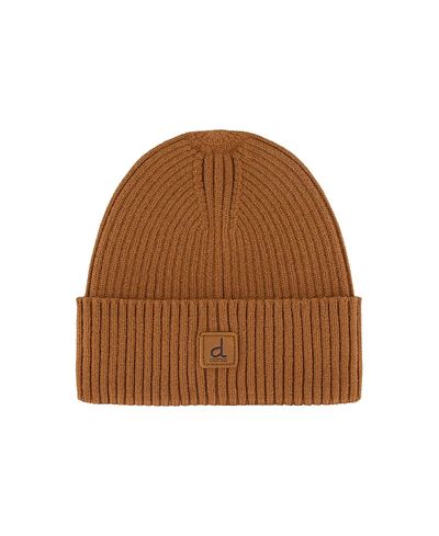 Deux Par Deux Deux par Deux Unisex Ribbed Knit Folded Cuff Logo Patch Hat