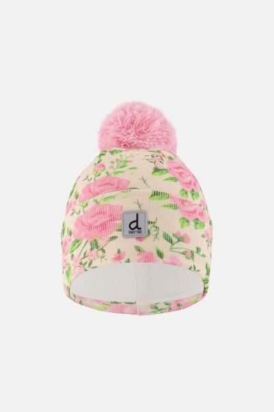Deux par Deux Deux par Deux Vintage Rose Fleece-Lined Knit Hat with Pompom