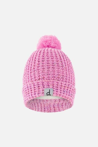 Deux par Deux Deux par Deux Winter Marled Rolled Cuff Pompom Knit Hat
