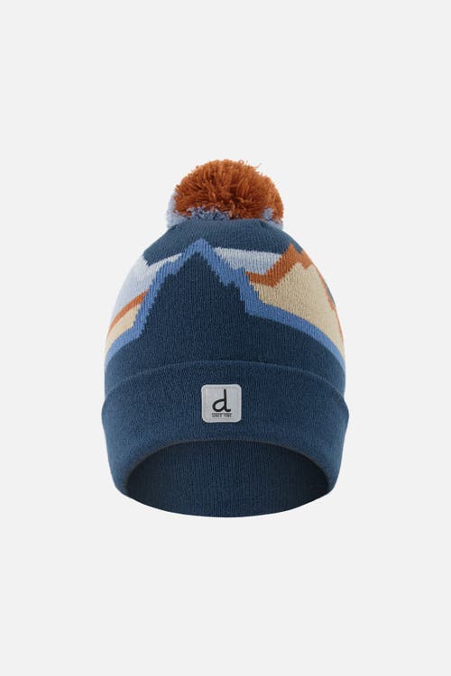 Deux par Deux Deux par Deux Winter Mountain Jacquard Rolled Cuff Knit Hat with Pompom