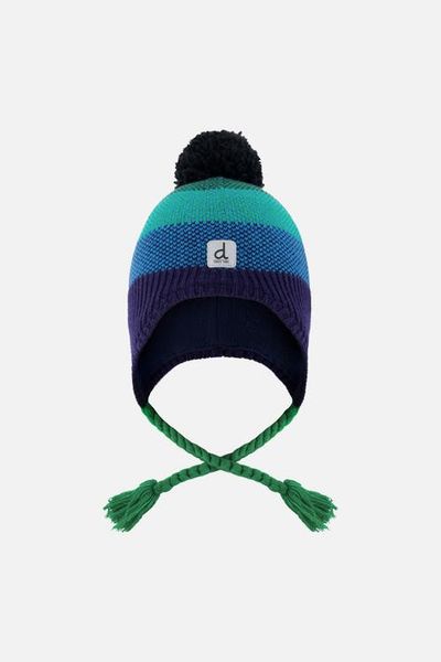 Deux par Deux Deux par Deux Winter Ombré Stripe Fleece Lined Peruvian Knit Hat with Pompom
