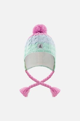 Deux par Deux Deux par Deux Winter Peruvian Colorblock Cable Pompom Earflap Knit Hat