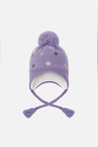 Deux par Deux Deux par Deux Winter Peruvian Embroidered Fleece-Lined Pompom Knit Hat