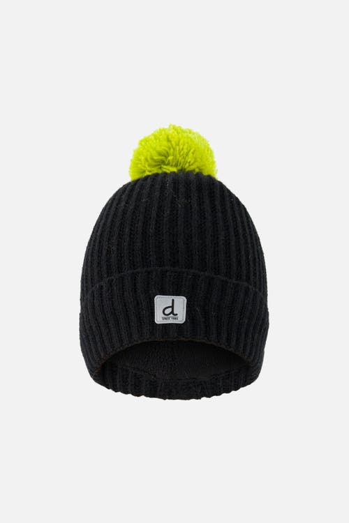 Deux par Deux Deux par Deux Winter Ribbed Cuff Logo Patch Knit Hat with Pompom