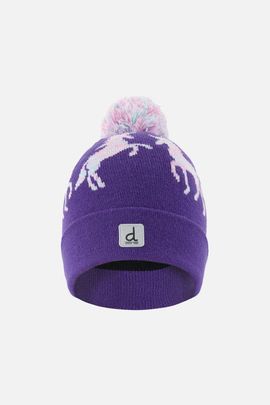 Deux par Deux Deux par Deux Winter Unicorn Rolled Cuff Pompom Knit Hat