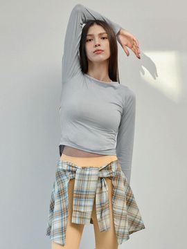 DEVIWEAR Cut-Out Slit Yoga T-Shirt (DEVI-T0127) [Pale Green]