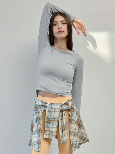 DEVIWEAR Cut-Out Slit Yoga T-Shirt (DEVI-T0127) [Pale Green]